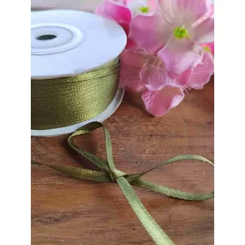 Stuha Atlasová stuha oboulící šíře 4 mm zelená khaki