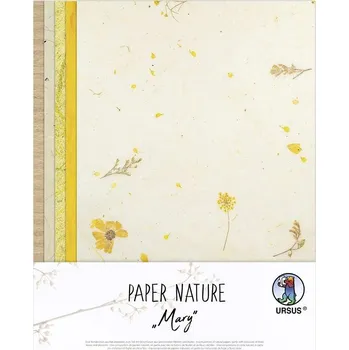 Umělecký papír Ursus Přírodní papír se žlutými kvítky sada 25/35/80g/m2 (11ks)