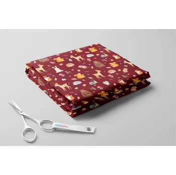 Fleece antipilling, Zvířátka a lesní plody Barva: Vínová