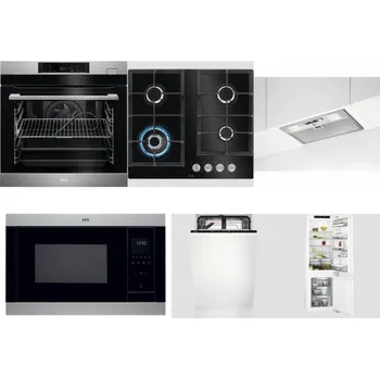 Set domácích spotřebičů AEG BSK782380M + AEG Mastery SpeedBurner HKB64420NB + AEG DGB3523S + AEG Mastery MSB2547D-M + AEG Mastery GlassCare FSE73407P + AEG Mastery FlexiShelf SCE818D3LC