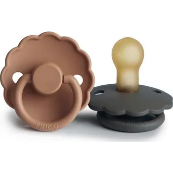 dudlíky FRIGG Daisy Latex 2-Pack Graphite/Peach Bronze - size 1
