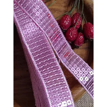 Krajka Flitrový prýmek šíře 22 mm růžová světlá