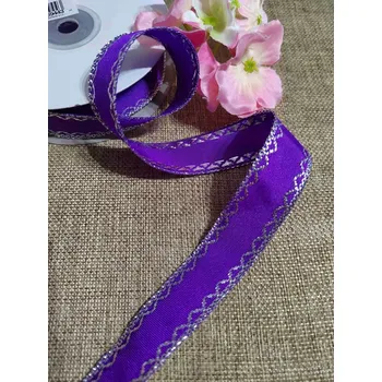 Stuha Rypsová stuha s lurexem šíře 25 mm fialová stříbrná