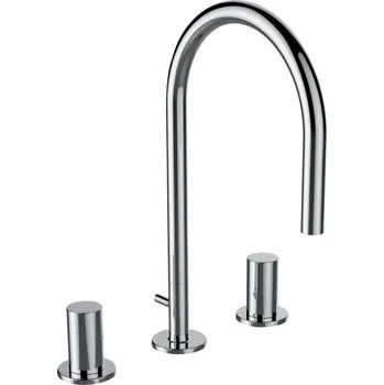 Vodovodní baterie Laufen Kartell umyvadlová stojánková tříotvorová baterie, otočný výtok 165 mm, s automatickou výpustí, chrom H3123330042211