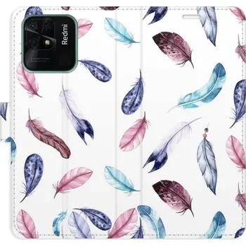 Pouzdro na mobilní telefon Flipové pouzdro iSaprio - Colorful Feathers - Xiaomi Redmi 10C