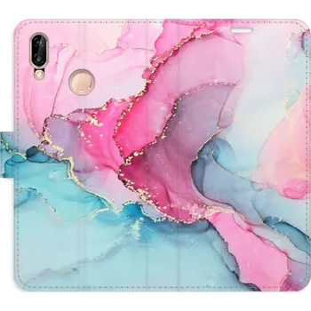 Pouzdro na mobilní telefon Flipové pouzdro iSaprio - PinkBlue Marble - Huawei P20 Lite
