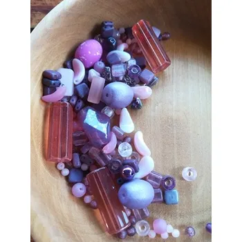 Korálek Skleněné korálky ramš 50 g barva lila