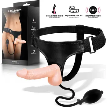 Připínací penis LateToBed Brato Inflatable Strap-On Skin