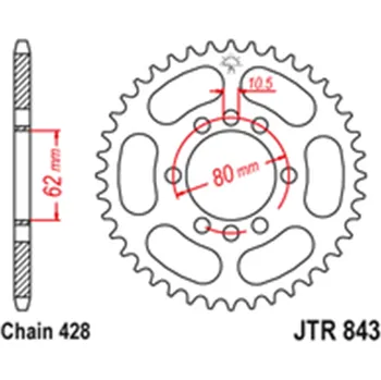 Řetězová sada pro motocykl Zadní rozeta Ocelová JTR843 50 zubů