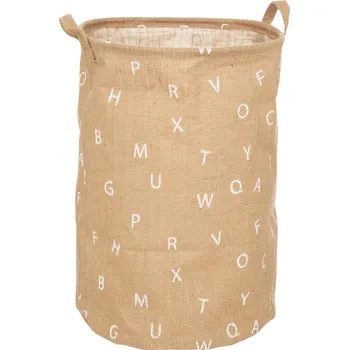 Koš na prádlo Atmosphera for kids Koš na hračky Abeceda, jutový, skládací, Ø 35 cm