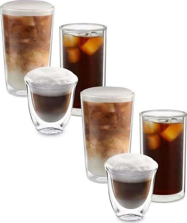 Lot De 6 Verres Double Paroi De'Longhi - Cappuccino, Infusion Froid Et Thermo | Verre Borosilicate