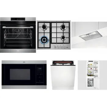 Set domácích spotřebičů AEG BPK742380M + AEG Mastery StepPower HGB64420SM + AEG DGB3523S + AEG Mastery MSB2547D-M + AEG Mastery MaxiFlex FSB53927Z + AEG Mastery FlexiShelf SCE818D3LC