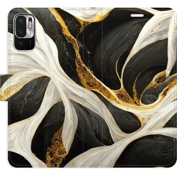 Pouzdro na mobilní telefon Flipové pouzdro iSaprio - BlackGold Marble - Xiaomi Redmi Note 10 5G