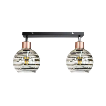 Berge Stropní svítidlo 2xE27 GLASS BALL měděné pruhy