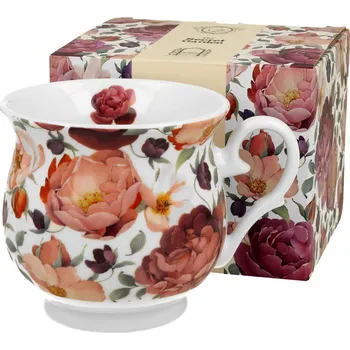 DUO Gifts DG - Porcelánový retro hrnek SPRING ROSES WHITE v dárkové krabičce - 500 ml