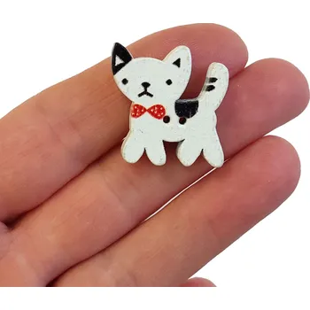 Knoflík Knoflík dřevěný - kočka - 25x25x5mm Knoflík dřevěný - kočka - 25x25x5mm: bílá