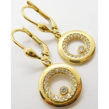 Náušnice Klenoty Budín Zlaté visací náušnice ze žlutého zlata poseté zirkony 585/2,83gr HK2142 (Klenoty Budín Zlaté visací náušnice ze žlutého zlata poseté zirkony 585/2,83gr HK2142)