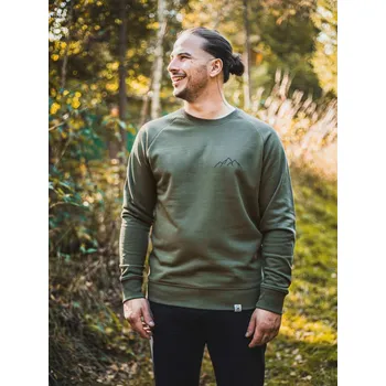 Pánská mikina Pánská mikina bez kapuce Hory - zelená Khaki zelená XL