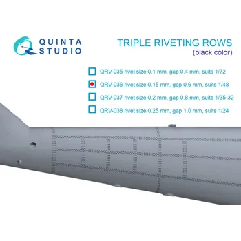 Plastikový model 1/48 Triple rivet.rows (0.15 mm, gap 0.6 mm) BLACK