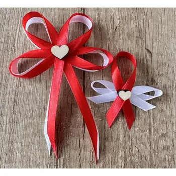 Svatební dekorace Svatební vývazek s perleťovým srdíčkem - bílá - malý