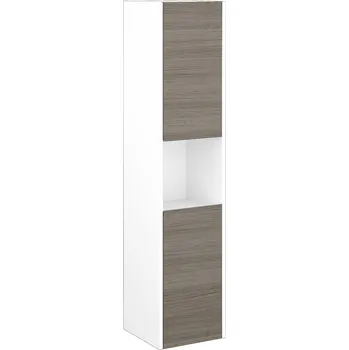 Koupelnový nábytek Dřevojas Vysoká skříň BONO SVD2O 35 - N01 Bílá lesk / Úchytka T34 / D03 Cafe / Pravé
