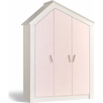 Šatní skříň Šatní skříň 3D s osvětlením Boom - bříza/růžová