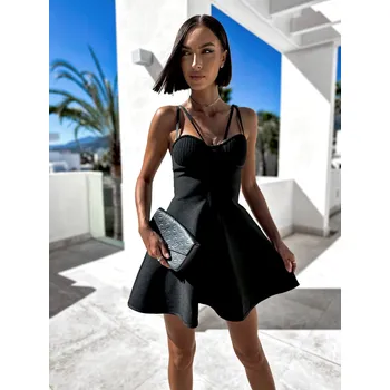 Dámské šaty Černé mini šaty LARKENAS Velikost: L