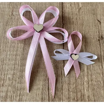 Svatební dekorace Svatební vývazek s perleťovým srdíčkem - bílá - malý