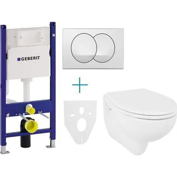 Klozet Geberit + Kolo Geberit Duofix Delta - sada pro závěsné WC 111.153.00.1 EV + klozet a sedátko Kolo Rekord + tlačítko Delta Zero, alpská bílá (111.153.00.1 EV0)