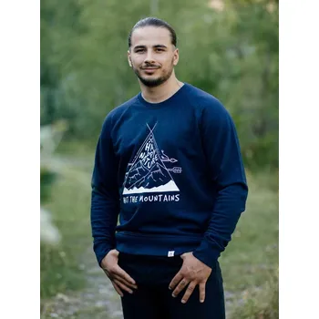 Pánská mikina Zachraňte pánská mikina bez kapuce Hit the mountains - modrá Tmavě modrá - Black heather M