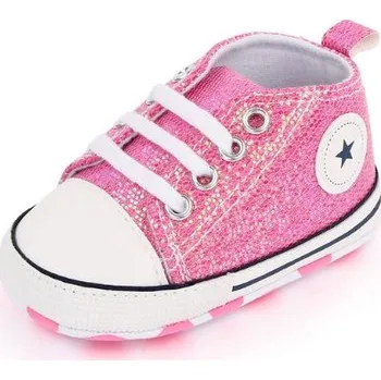 Dětská sportovní obuv Lesklé capáčky "plátěné sneakersky" Barva: Růžová, Stélka: 13 cm (13-18m)