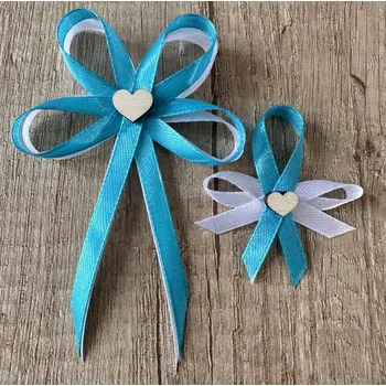 Svatební dekorace Svatební vývazek s perleťovým srdíčkem - bílá - malý