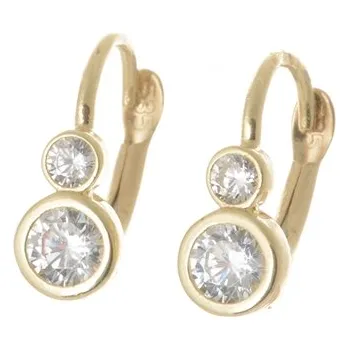 Náušnice Dětské náušnice ze žlutého zlata se zirkony ZNA225F + Dárek zdarma