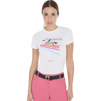 Dámské tričko EQUESTRO Triko Jumping Horse Equestro, dámské, bílé XL