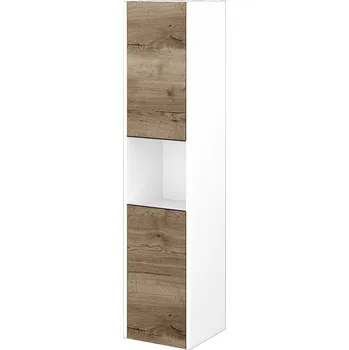 Koupelnový nábytek Dřevojas Vysoká skříň BONO SVD2O 35 - N01 Bílá lesk / Úchytka T33 / D21 Tobacco / Levé