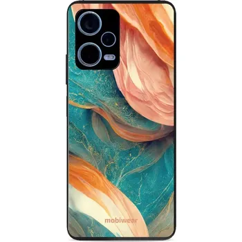 Pouzdro na mobilní telefon Lesklý kryt Mobiwear Glossy - Xiaomi Redmi Note 12 Pro+ 5G - G025G - Azurový a oranžový mramor (Prémiové lesklé pouzdro, obal, kryt Mobiwear Glossy na mobil Xiaomi Redmi Note 12 Pro+ 5G - G025G - Azurový a oranžový mramor, materiál Plast + TPU silikon -)