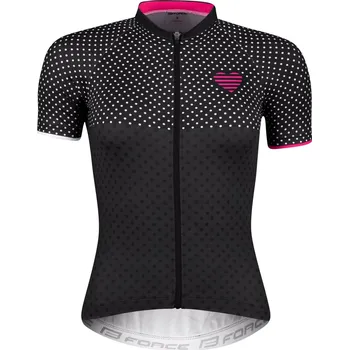 Cyklistické oblečení dres FORCE POINTS dámský kr. rukáv,černo-růžový XS