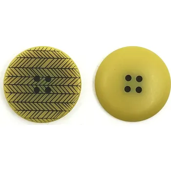 Knoflík GOM123, Knoflík, 28mm, žlutý, geometrické vzory, 1ks
