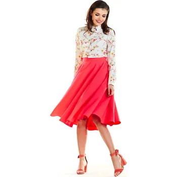 Dámská sukně Rozšířená midi sukně s kapsami a zipem vzadu A256 Barva: Fuchsiová, Velikost: L