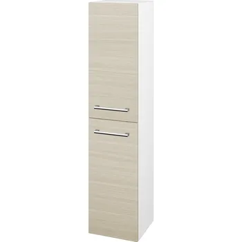 Koupelnový nábytek Dřevojas Vysoká skříň s košem DOS SVD2K 35 - N01 Bílá lesk / Úchytka T03 / D04 Dub / Pravé