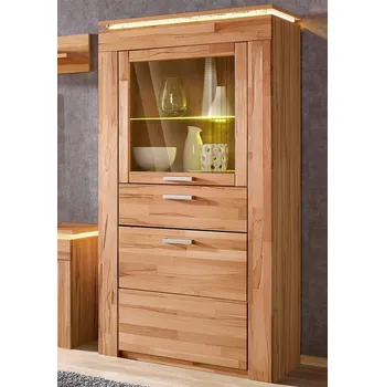 Policová skříň Malá vitrína z masivu Lyon - Jádrový buk masiv LYON5