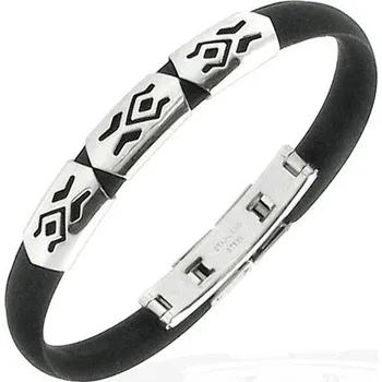 Náramek Pryžový náramek s ocelovým zapínáním a dekoracemi