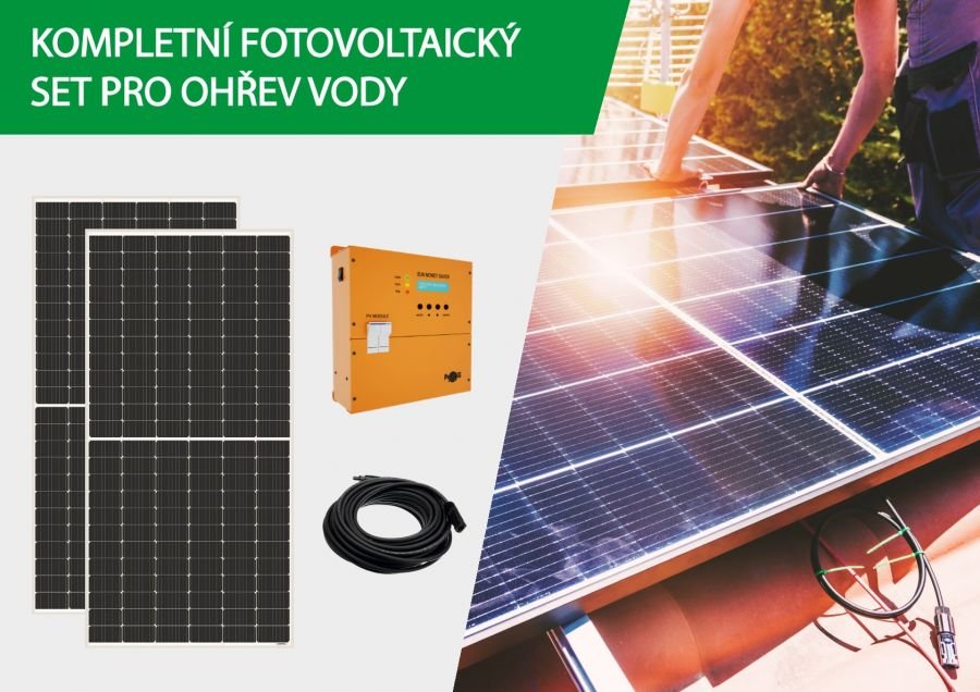 Fotovoltaická stavebnice Longi pro ohřev vody - NA DOTACI - AIKO + V-SH 2000 + uchycení na plechovou střechu