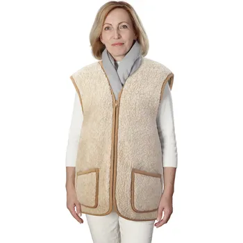 Dámská vesta Wooline Vesta vlněná Alpen zip jednobarevná béžová bez límce Velikost: 2XL
