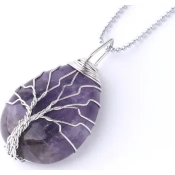 Náhrdelník Ametyst drátovaný strom - náhrdelník