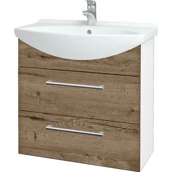 Koupelnový nábytek Dřevojas Koupelnová skříňka TAKE IT SZZ2 75 - N01 Bílá lesk / Úchytka T03 / D21 Tobacco