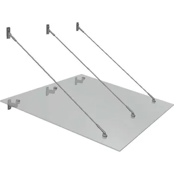 Stříška nad vchodové dveře VCHODOVÁ STŘÍŠKA ZÁVĚSNÁ 1,7x1,3m s 3táhly nerez Sklo čiré tvrzené ESG tl.10mm
