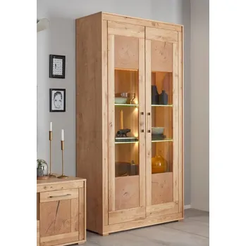 Policová skříň DUBLIN - vitrína / skleník divoký DUB masiv DUBLIN2 | Doprava Zdarma