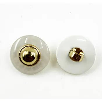 Knoflík GOM69, Knoflík, 15mm, smetanově-krémový, perleť, zlatý střed, 1ks