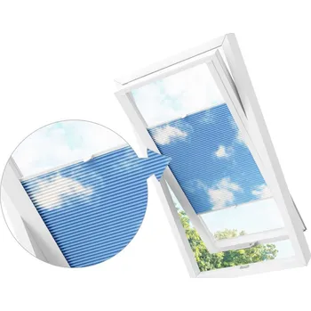 Roleta ZEBRA-SHOP Zatemňovací roleta PLISSÉ PRO STŘEŠNÍ OKNO / OBLÁČKY / PM10 Značka okna: VELUX, Typ-údaj ze štítku: M06, Barva profilů: bílá